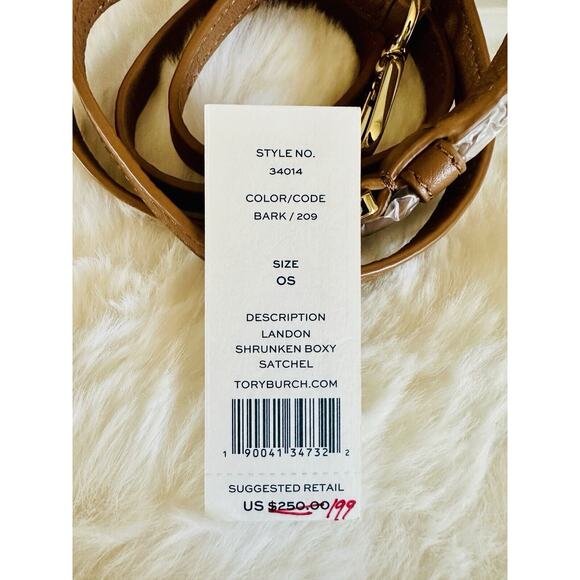 NWT Tory burch Mini Landon Boxy Satchel Crossbody Handbag Brown Leather Bark - Picture 8 of 10